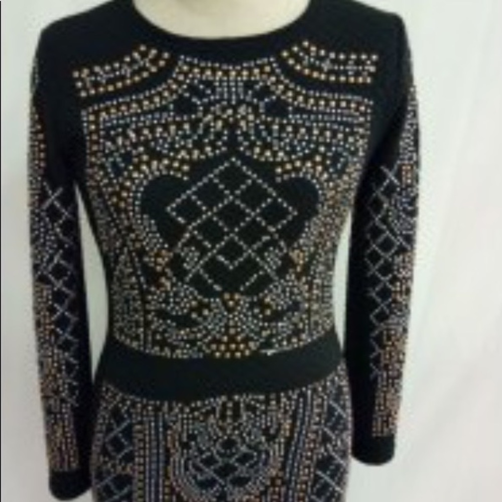 Black Long Sleeve Fitted Dress